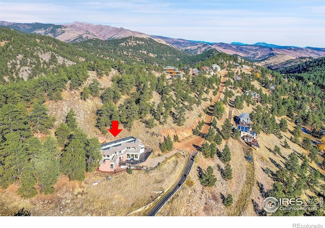 aerial view featuring a mountain view