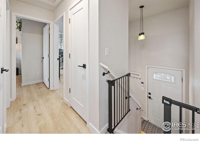 hall featuring light hardwood / wood-style floors