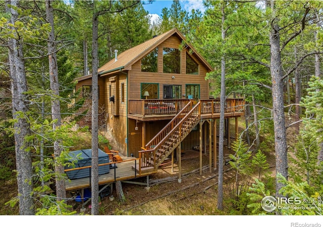 743 Hickory Dr, Lyons, CO 80540 - view of jungle gym featuring a wooden deck and stairway