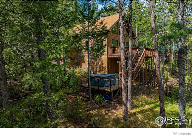 743 Hickory Dr, Lyons, CO 80540 - view of jungle gym with a deck and stairs