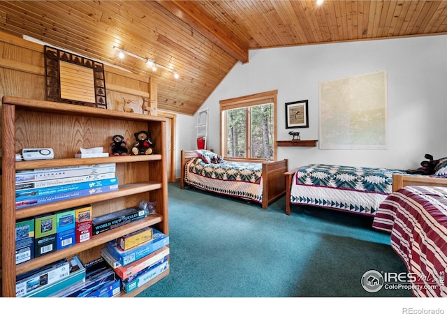 743 Hickory Dr, Lyons, CO 80540 - carpeted bedroom with wooden ceiling