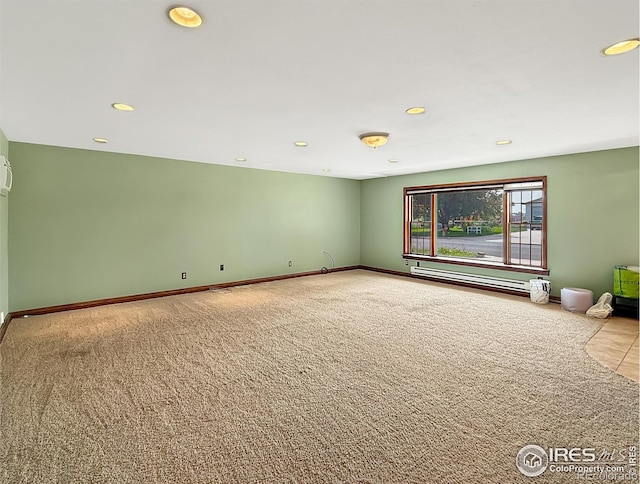 654 W Strohm St, Haxtun, CO 80731 - unfurnished room featuring recessed lighting, carpet, and baseboard heating