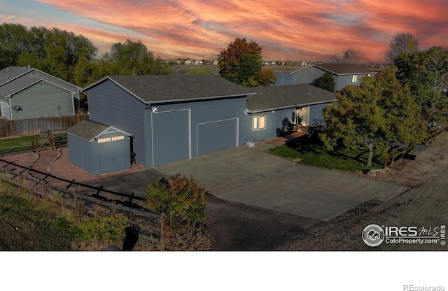 view of front of house with a garage