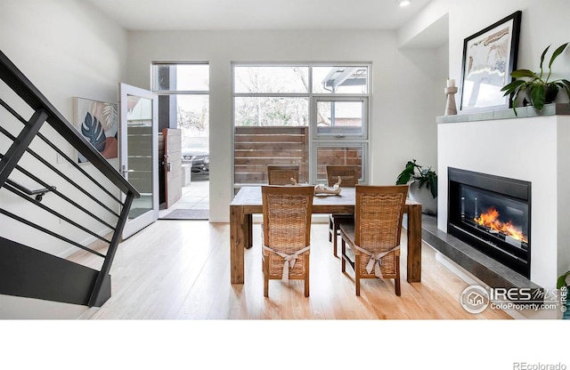 dining area with light wood-type flooring