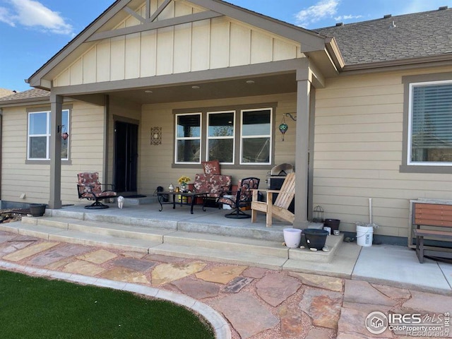 back of property with a patio area