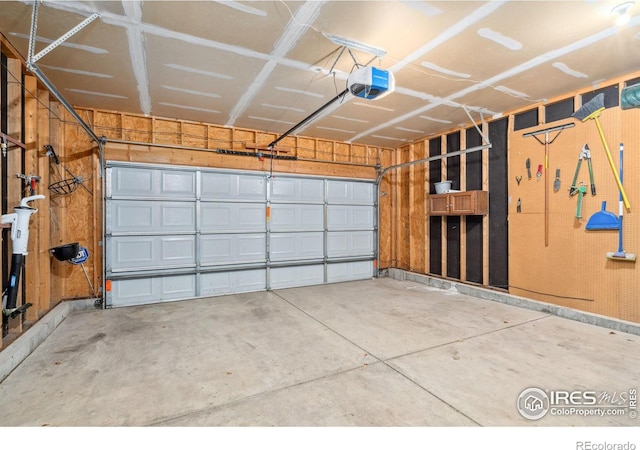 garage with a garage door opener