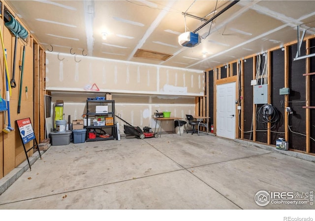 garage with a garage door opener