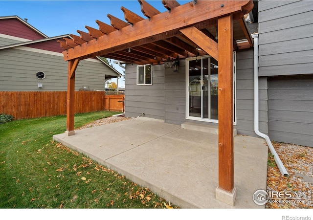 view of patio / terrace featuring a pergola