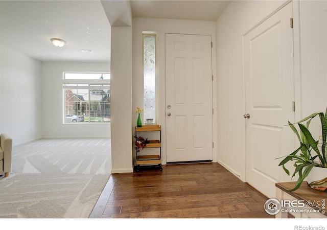 entryway with dark hardwood / wood-style floors