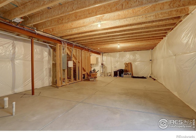 basement with electric panel