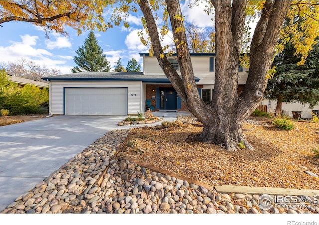 view of front property with a garage