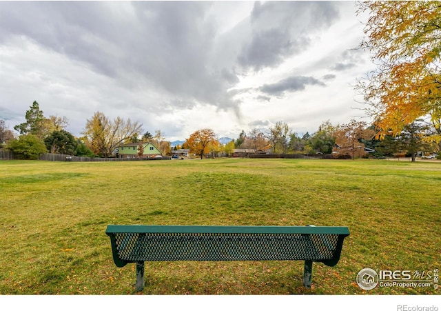 view of home's community with a lawn