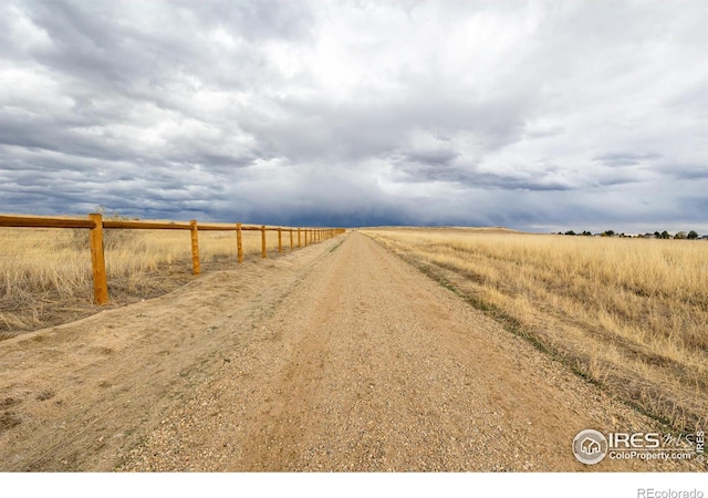 view of road with a rural view