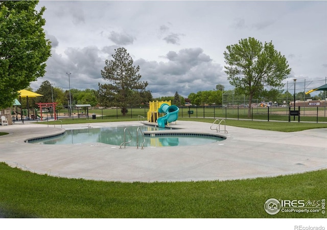 818 S Terry St Unit 85, Longmont, CO 80501 - community pool with a patio area and a water slide