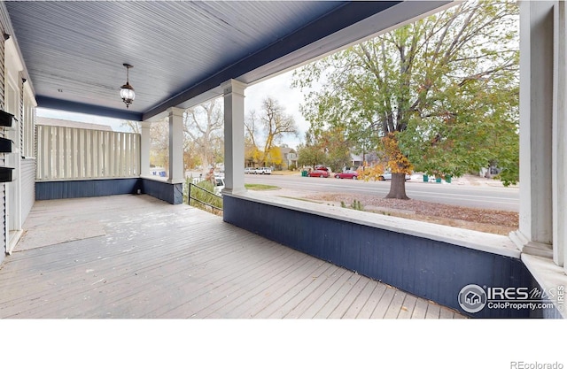 deck with covered porch