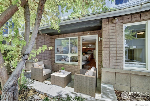 view of patio with an outdoor living space