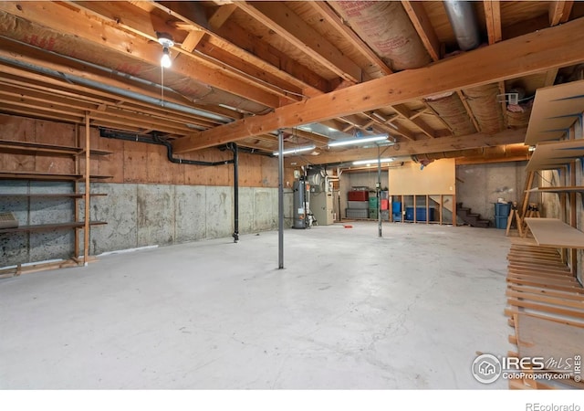 basement with water heater