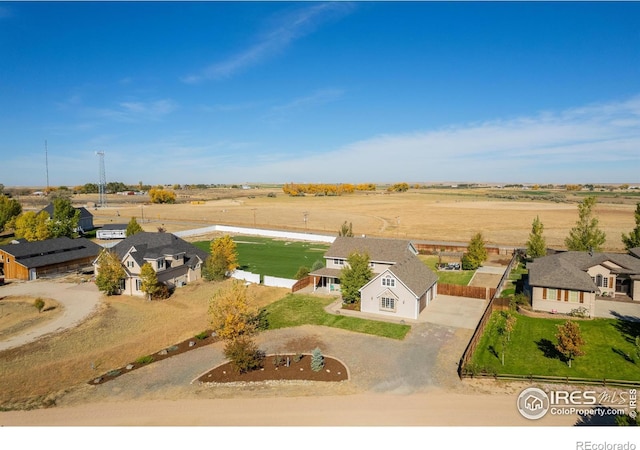 bird's eye view with a rural view