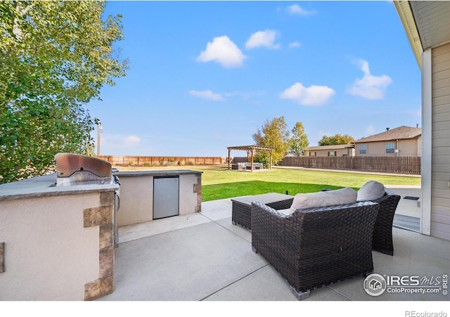 view of patio / terrace featuring exterior kitchen