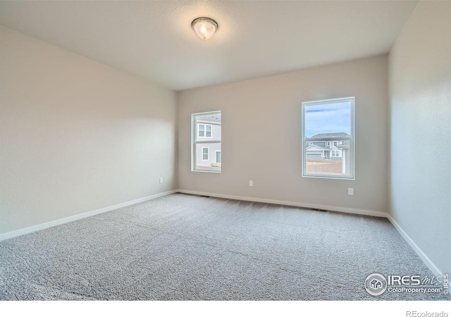 carpeted empty room featuring a wealth of natural light