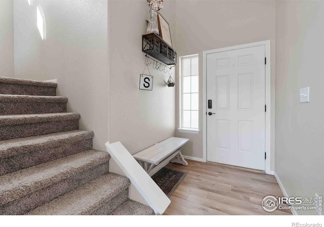 foyer entrance featuring light hardwood / wood-style floors