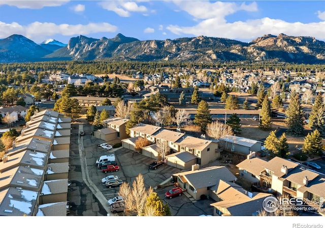 bird's eye view with a mountain view