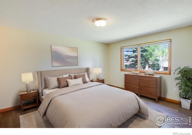 bedroom with hardwood / wood-style floors