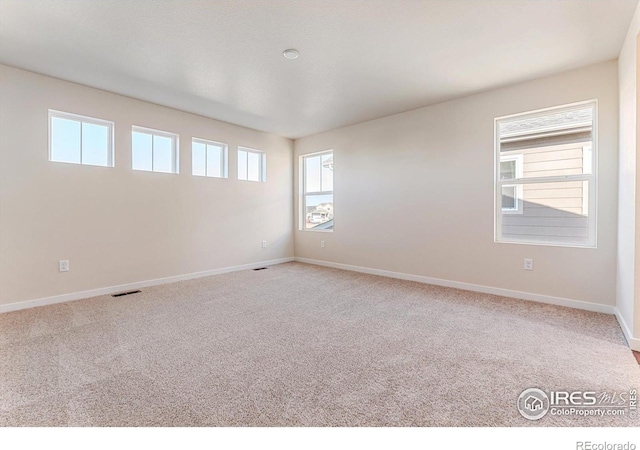 empty room featuring plenty of natural light and carpet