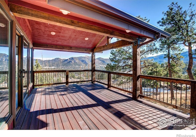 deck with a mountain view