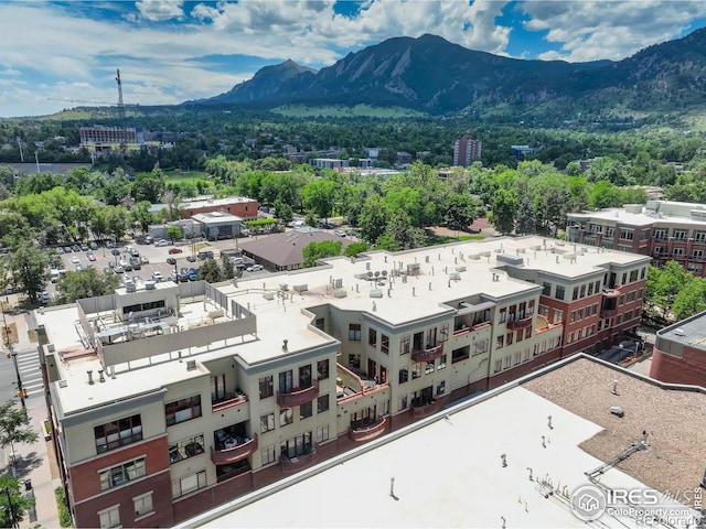 drone / aerial view with a mountain view