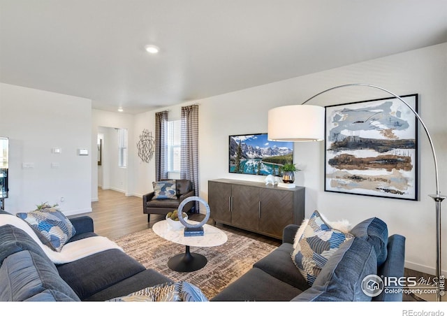 living room featuring light hardwood / wood-style flooring