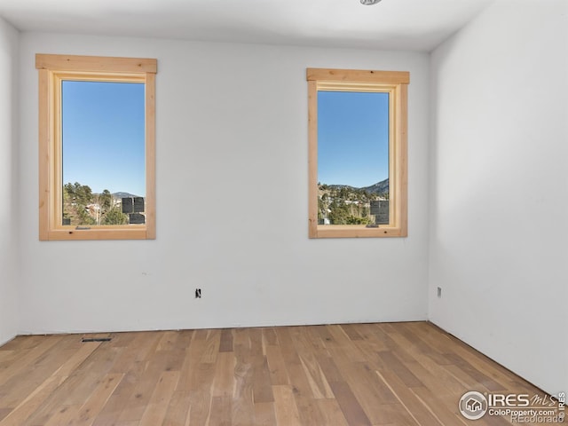 spare room with wood-type flooring and a wealth of natural light