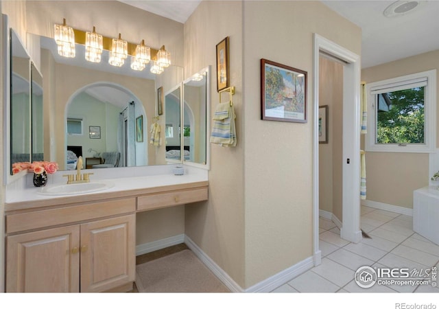 bathroom featuring vanity and tile patterned floors