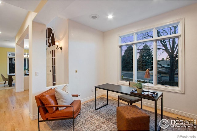 378 High Pointe Dr, Fort Collins, CO 80525 - home office featuring light wood finished floors, baseboards, and recessed lighting