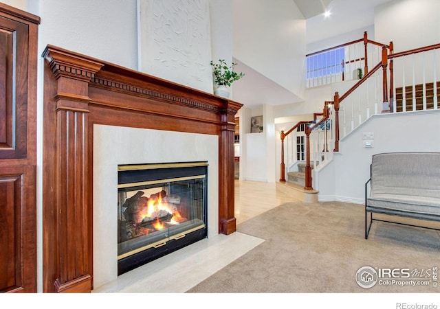 378 High Pointe Dr, Fort Collins, CO 80525 - detailed view of a fireplace with flush hearth and carpet