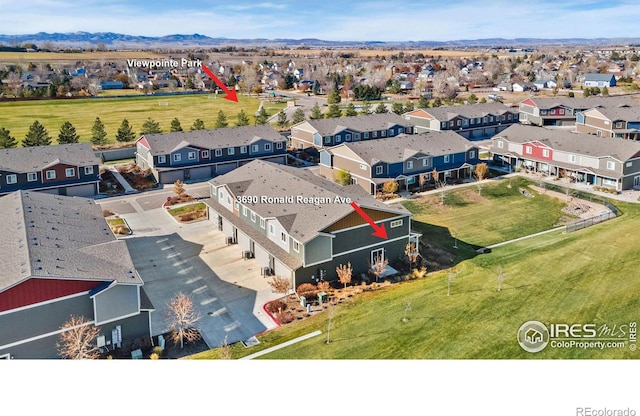 aerial view with a mountain view