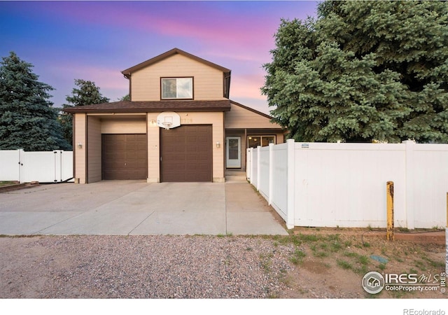 view of front facade with a garage