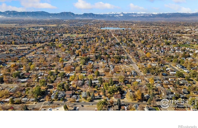 drone / aerial view with a mountain view