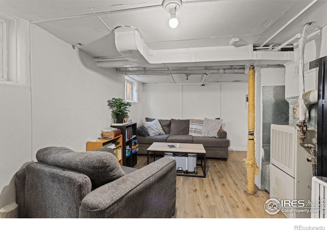 living room with light hardwood / wood-style floors