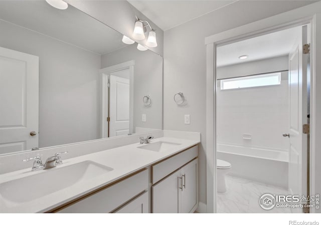 1815 Chaffee Crest Dr, Berthoud, CO 80513 - full bathroom with shower / tub combination, vanity, and toilet