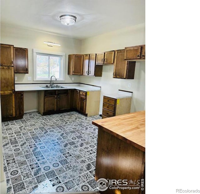 kitchen with sink and wooden counters