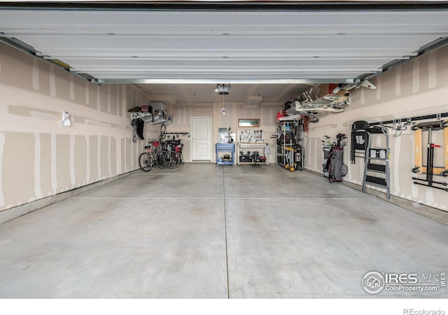 garage with a garage door opener