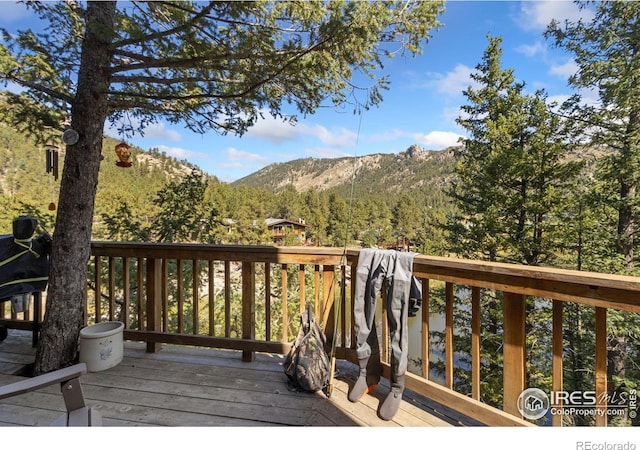 deck featuring a mountain view