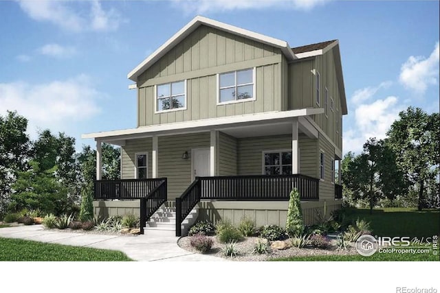 view of front facade featuring covered porch