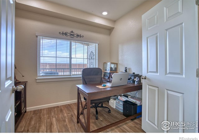 office featuring hardwood / wood-style flooring