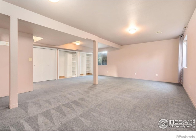 basement featuring carpet floors