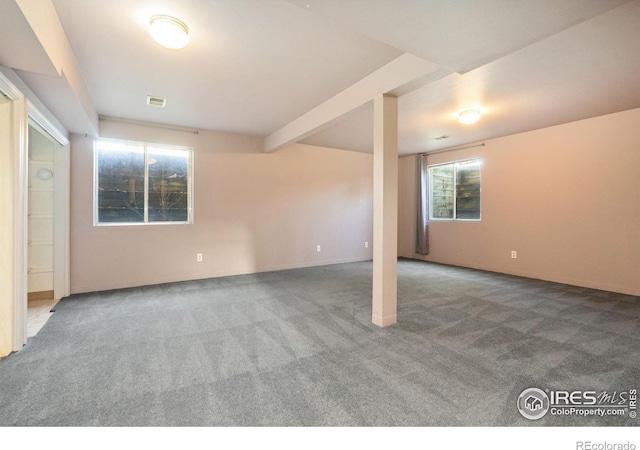 interior space with beam ceiling