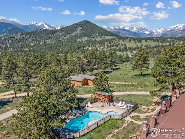 aerial view featuring a mountain view