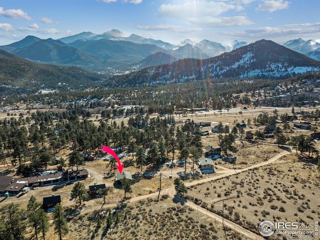 aerial view featuring a mountain view