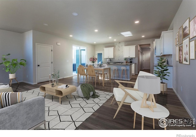 living room with light wood-type flooring